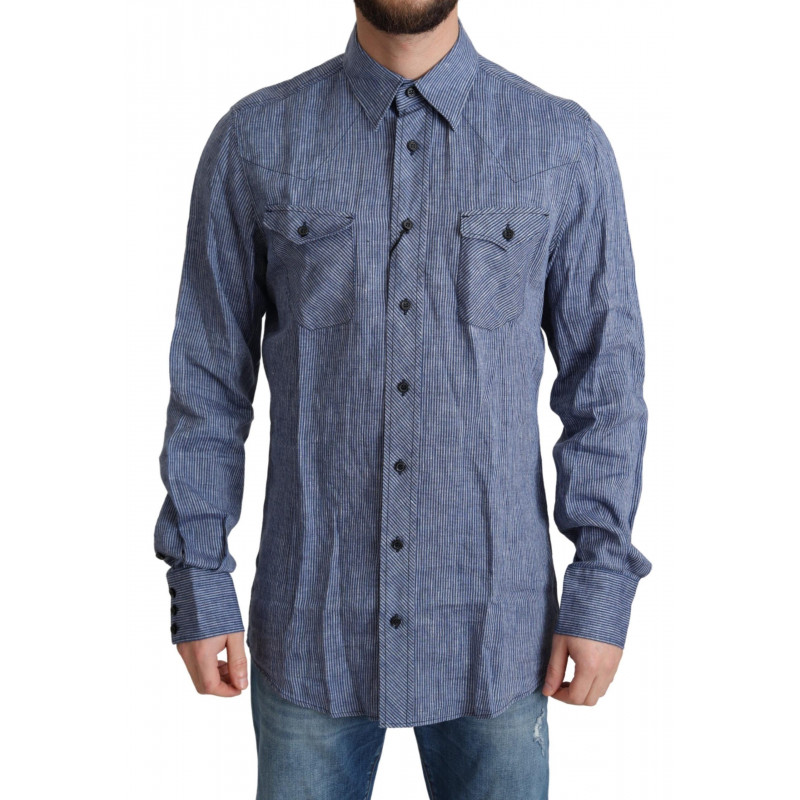 Camicia casual da uomo a righe blu - IT39 - S