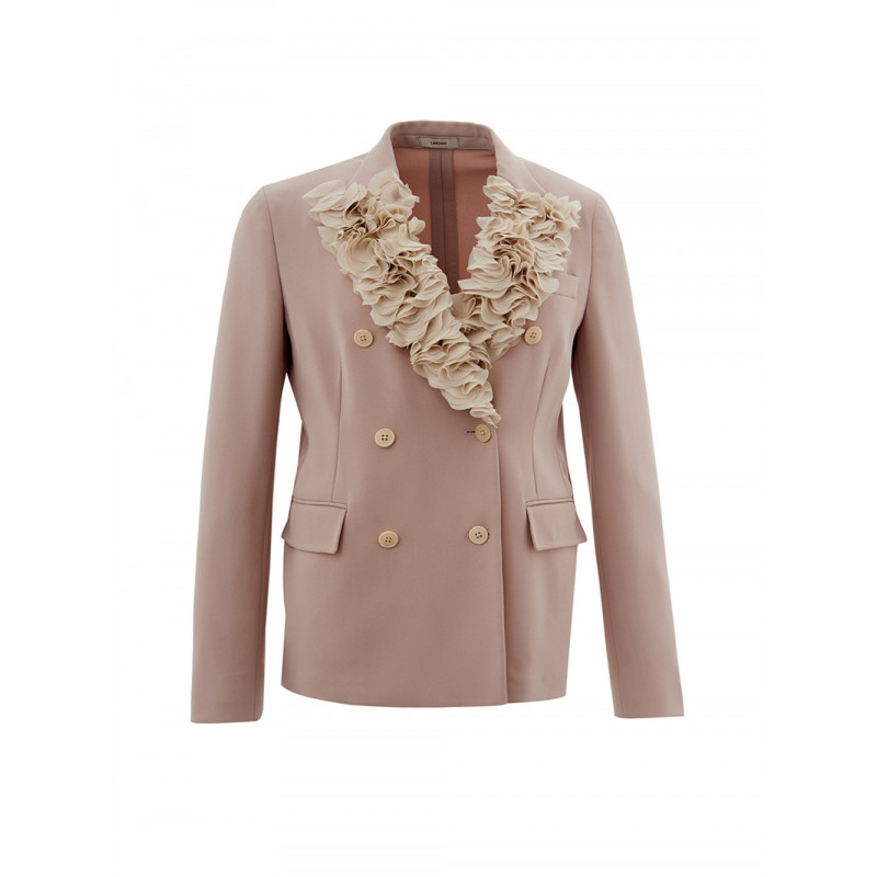 Giacca rosa chiaro con volant doppio petto - IT44