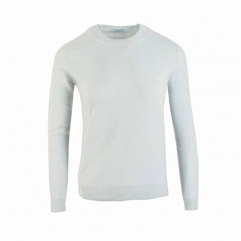 Maglione girocollo in cashmere azzurro - L