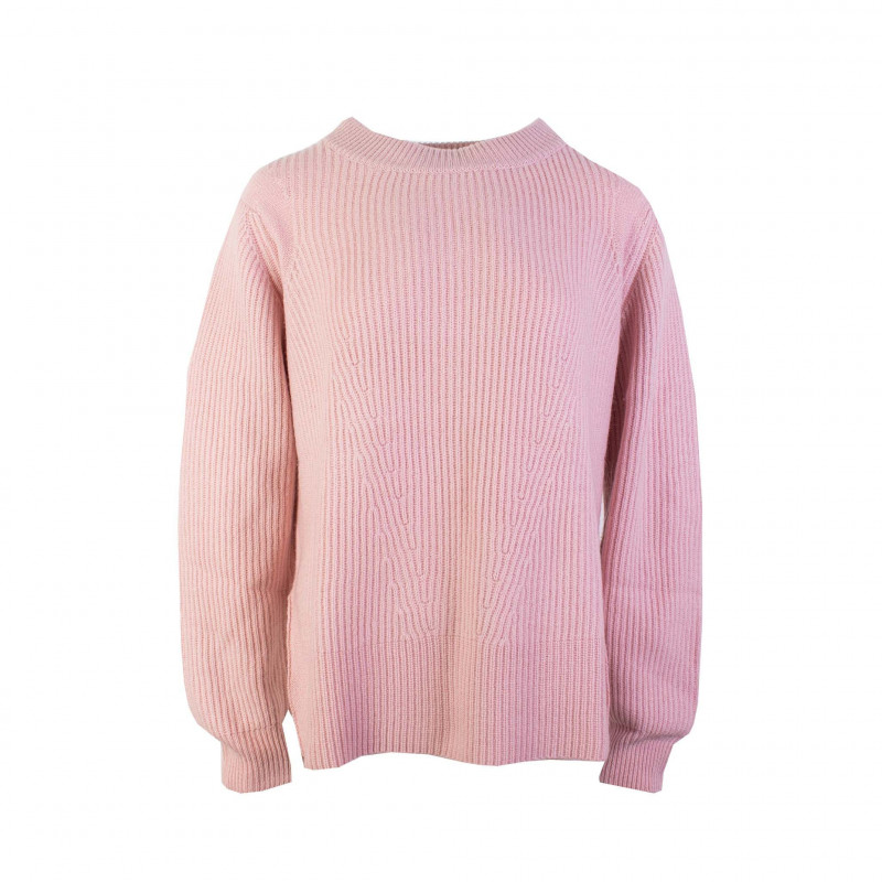 Maglione in cashmere a coste rosa - L