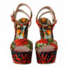 Sandali con tacco e plateau in broccato multicolore - EU37/US6.5