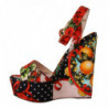 Sandali con tacco e plateau in broccato multicolore - EU37/US6.5