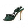 Sandali con tacco in pelle esotica color smeraldo - EU37/US6.5