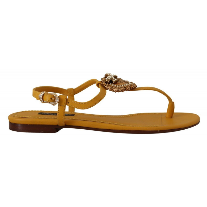 Scarpe sandali bassi Devotion in pelle senape - EU35/US4.5