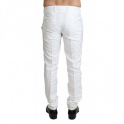 Pantaloni eleganti in broccato jaquard bianco - IT46 - S