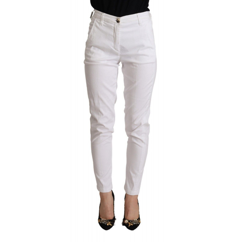 Pantaloni cropped skinny in lyocell a vita media bianchi - W25