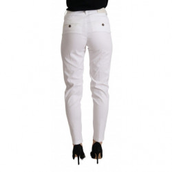 Pantaloni cropped skinny in lyocell a vita media bianchi - W25