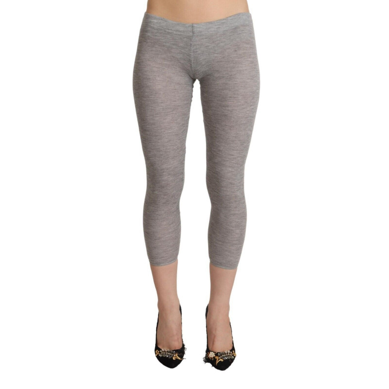 Pantaloni slim leggings corti in modal grigio a vita bassa - IT2 - S