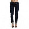Jeans da donna in denim slim fit a vita bassa in cotone blu - W26