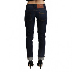 Jeans da donna in denim slim fit a vita bassa in cotone blu - W26