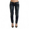 Jeans da donna in denim skinny a vita bassa in cotone lavato blu - W26
