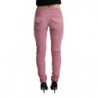Jeans cargo skinny in denim a vita bassa in cotone rosa - IT40-S
