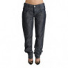 Jeans in denim dritto a vita media larga in ramie grigio scuro - W26