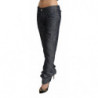 Jeans in denim dritto a vita media larga in ramie grigio scuro - W26