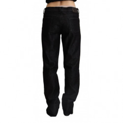 Jeans dritti in denim di cotone nero a vita bassa - W31