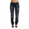 Jeans skinny a vita bassa in denim di cotone lavato blu scuro - W26