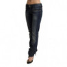 Jeans skinny a vita bassa in denim di cotone lavato blu scuro - W26