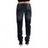 Jeans skinny a vita bassa in denim di cotone lavato blu scuro - W26