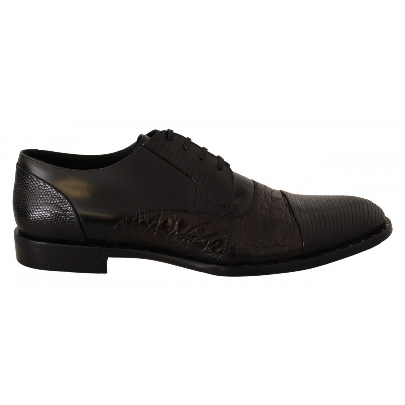 Scarpe formali in pelle nera con pelli esotiche - EU39/US6