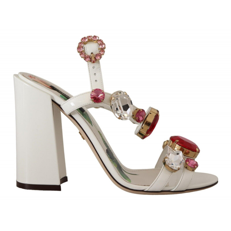 Sandali con tacco Keira in pelle bianca e cristallo - EU35.5/US5