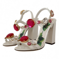 Sandali con tacco Keira in pelle bianca e cristallo - EU35.5/US5