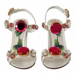 Sandali con tacco Keira in pelle bianca e cristallo - EU35.5/US5