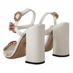 Sandali con tacco Keira in pelle bianca e cristallo - EU35.5/US5