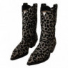 Scarpe stivali da cowboy leopardati neri grigi - EU38/US7.5
