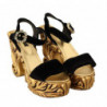 Scarpe in cristallo con tacco in velluto barocco oro nero - EU39/US8.5