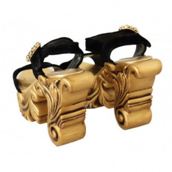 Scarpe in cristallo con tacco in velluto barocco oro nero - EU39/US8.5