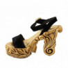Scarpe in cristallo con tacco in velluto barocco oro nero - EU38/US7.5
