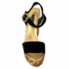 Scarpe in cristallo con tacco in velluto barocco oro nero - EU38/US7.5