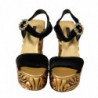 Scarpe in cristallo con tacco in velluto barocco oro nero - EU38/US7.5