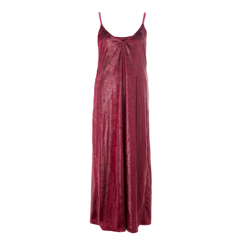 Abito lungo in velluto con spalline bordeaux - IT40