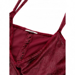 Abito lungo in velluto con spalline bordeaux - IT40