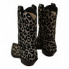 Scarpe stivali da cowboy leopardati neri grigi - EU39/US8.5