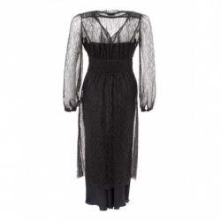 Abito lungo nero decorato con sottoveste - IT40