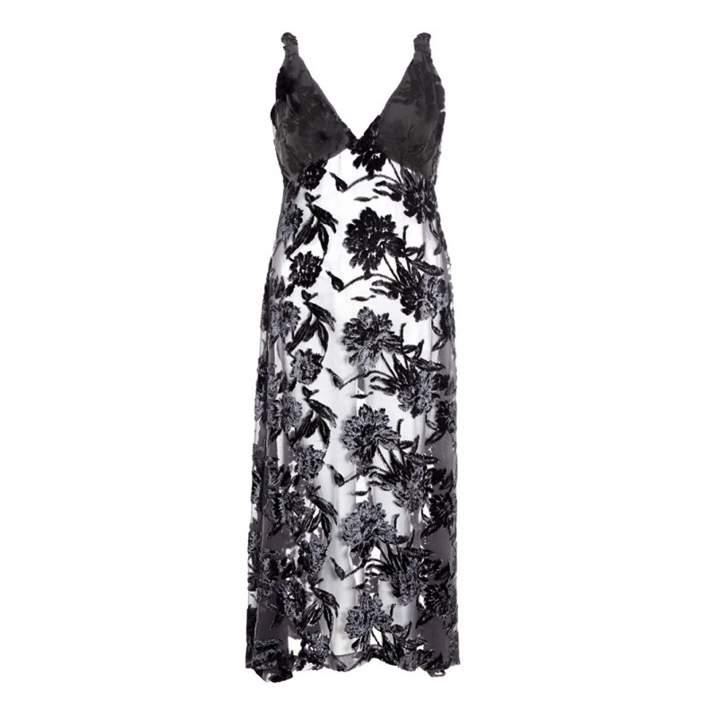 Abito lungo nero decorato con sottoveste - IT40