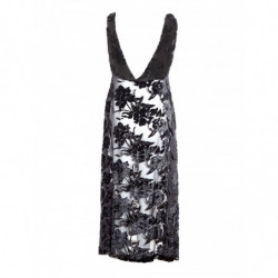 Abito lungo nero decorato con sottoveste - IT40