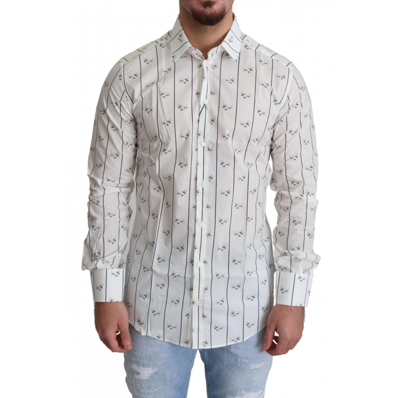 Camicia button down in cotone con stampa ape bianca - IT40 - M