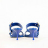 Sandali in pelle con fibbia con tacco blu - 36