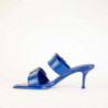 Sandali in pelle con fibbia con tacco blu - 36