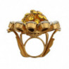 Anello con fiore in cristallo giallo in ottone dorato - EU53 - US6,5