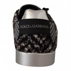 Scarpe da ginnastica lana cotone marrone pelle argento - EU44/US11
