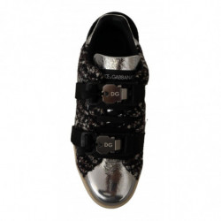 Scarpe da ginnastica lana cotone marrone pelle argento - EU44/US11