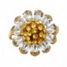 Anello con fiore in cristallo giallo in ottone dorato - EU56 - US8