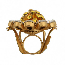 Anello con fiore in cristallo giallo in ottone dorato - EU56 - US8
