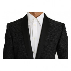 Blazer in cotone nero con motivo punteggiato - IT56 - 3XL
