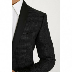 Blazer in cotone nero con motivo punteggiato - IT54 - XXL