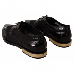 Scarpe velate con punta alari in pelle nera con broques - EU38.5/US8